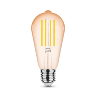 LED Žárovka ST58 Jantarová E27 4W 1800K Vlákno 